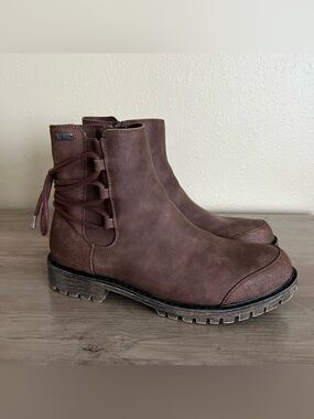 Roxy Kearney Boots Women's Size 9 Brown Ankle Lace-Up Moto Biker Zip Casual